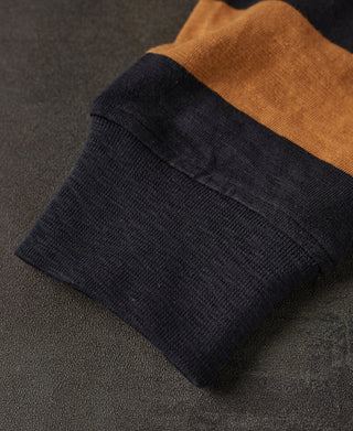 ribbed cuff of Slub Cotton Wide Striped Long-Sleeve T-Shirt