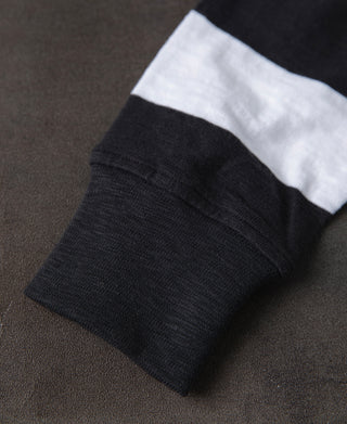 ribbed cuff of Slub Cotton Wide Striped Long-Sleeve T-Shirt