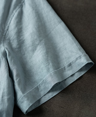 short sleeve of 1950s Italian Collar Linen Short Sleeve Shirt
