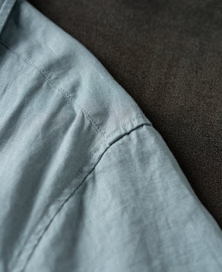Shoulder Detail of 1950s Italian Collar Linen Short Sleeve Shirt
