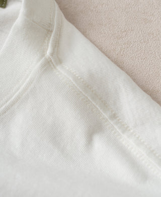 shoulder detail of Classic Fit Loopwheel Slub Cotton T-Shirt
