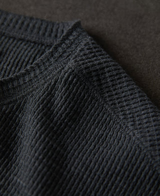 shoulder detail of Honeycomb Waffle Knit Henley T-shirt