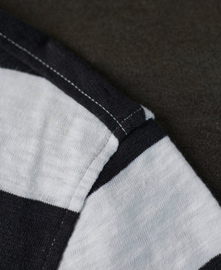 shoulder detail of Slub Cotton Wide Striped Long-Sleeve T-Shirt