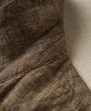 Shoulder Detail of Yarn-dyed Linen Camp-Collar Shirt