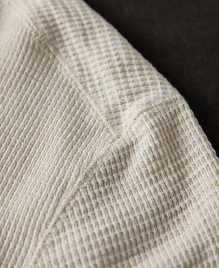 shoulder stitching of Honeycomb Waffle Knit Henley T-shirt