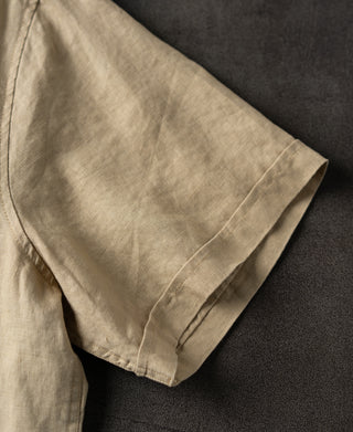 sleeve detail of 1950s Italian Collar Linen Short Sleeve Shirt