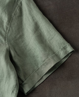 sleeve detail of 1950s Italian Collar Linen Short Sleeve Shirt
