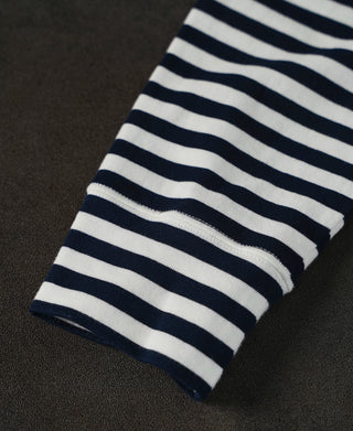 sleeve detail of Classic Fit Breton Stripe Cotton Jersey Hoodie