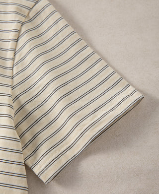 Sleeve Detail of Heavyweight Cotton Striped Pocket T-shirt