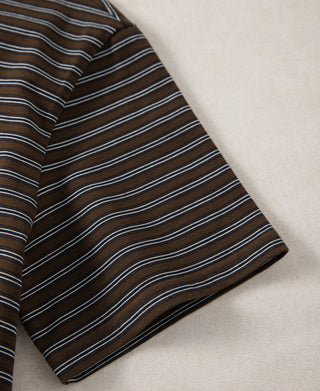 Sleeve Detail of Heavyweight Cotton Striped Pocket T-shirt
