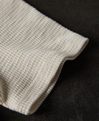 sleeve detail of Honeycomb Waffle Knit Henley T-shirt