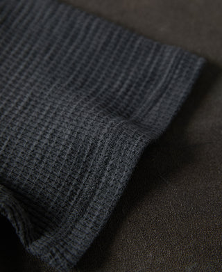 sleeve detail of Honeycomb Waffle Knit Henley T-shirt