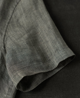 Sleeve Detail of Relaxed Ramie Herringbone Cuban Shirt