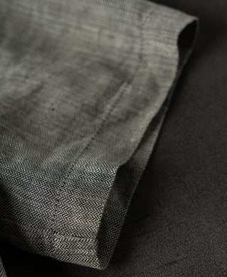 Sleeve Detail of Relaxed Ramie Herringbone Cuban Shirt