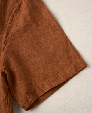Sleeve Detail of Yarn-dyed Linen Camp-Collar Shirt