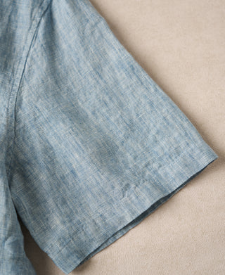 Sleeve Detail of Yarn-dyed Linen Camp-Collar Shirt