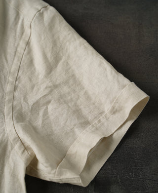 sleeve of 1950s Italian Collar Linen Short Sleeve Shirt