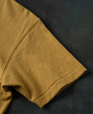 Sleeve of Regular Fit Heavyweight Tubular Jersey T-Shirt in Mustard
