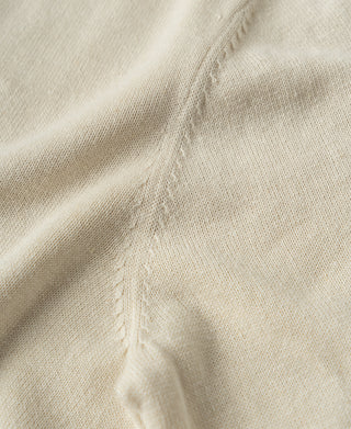Stitching Detail of Linen Cotton Blend Knit Henley T-shirt