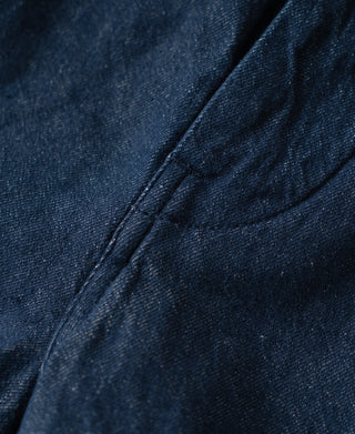 Stitching Detail of Relaxed Double-Pleated Hemp-Cotton Shorts