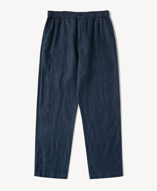 Tapered Hemp-Cotton Blend Pants in Indigo
