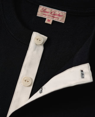 three-button placket of 1930s Loopwheel Cotton Henley Shirt