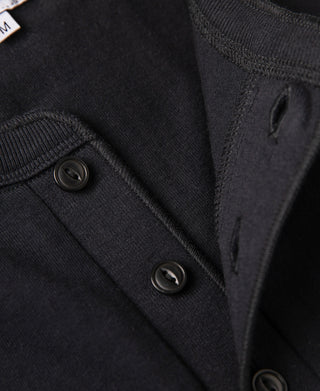three-button placket of Heavyweight Cotton Tubular Short-Sleeve Henley Shirt