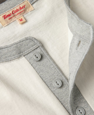 three-button placket of Heavyweight Cotton Tubular Short-Sleeve Henley Shirt