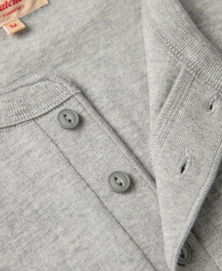three-button placket of Heavyweight Cotton Tubular Short-Sleeve Henley Shirt