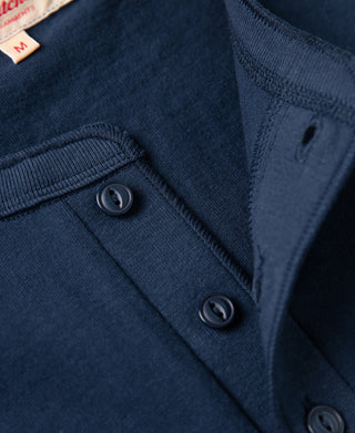 three-button placket of Heavyweight Cotton Tubular Short-Sleeve Henley Shirt