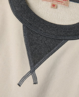 V gusset of Contrast-Tipped Loopwheel Crewneck Sweatshirt