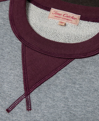 V gusset of Contrast-Tipped Loopwheel Crewneck Sweatshirt