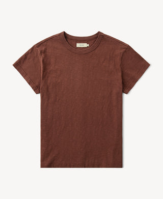 Vintage Slub Cotton Cap Sleeve T-Shirt in Clay