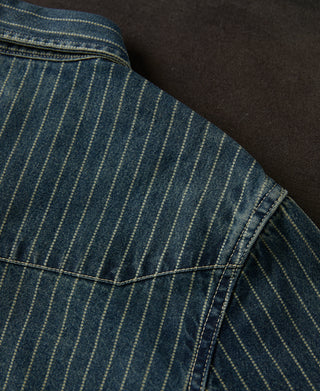 western-style back yoke of Slim Fit Wabash Striped Indigo Western Shirt