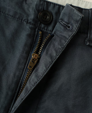 YKK zipper fly of 1930s Washed Officer Chino Shorts